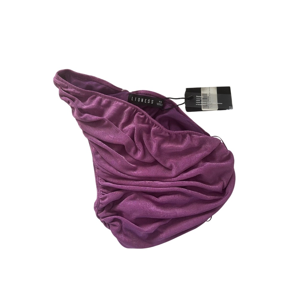 NWT! Lioness The Goddess Crop‎ Bright Purple One Shoulder Ruched Top XS
